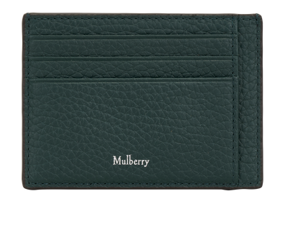 Mulberry Logo Card Holder, &pound;120, Accessories, Green, Leather, Front view